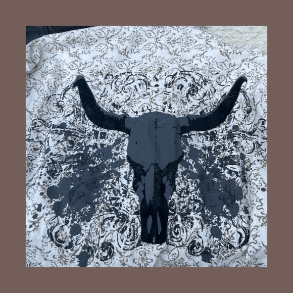 Adiktd Skull Print Shirt | White/Brown | Size M | Vintage Y2K - Picture 4 of 5